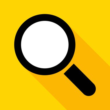 Büyütme cam simgesi gölgesi, yakınlaştırma odak sembolü, loupe web ekipmanı işaret illüstrasyonu .