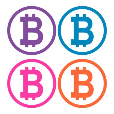 Bitcoin web para seti, internet elektronik kripto tasarım sembolü, dijital ödeme vektör çizimi .