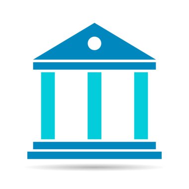 Üniversite mimarisi gölge simgesi, müze Roma sembolü, düz tasarım vektör illüstrasyonu .