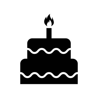 Tatlı pasta ikonu, pastane tatlı besin sembolü, mutlu yıllar grafik vektör çizimi .