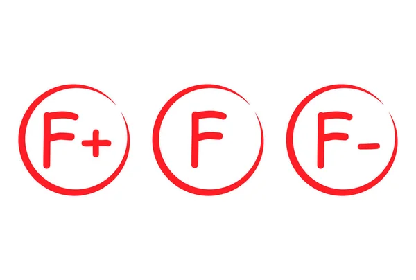 Ergebnis Handgezeichnetes Symbol Rotem Kreis Test Prüfungsnote Bericht Vektor Illustration — Stockvektor