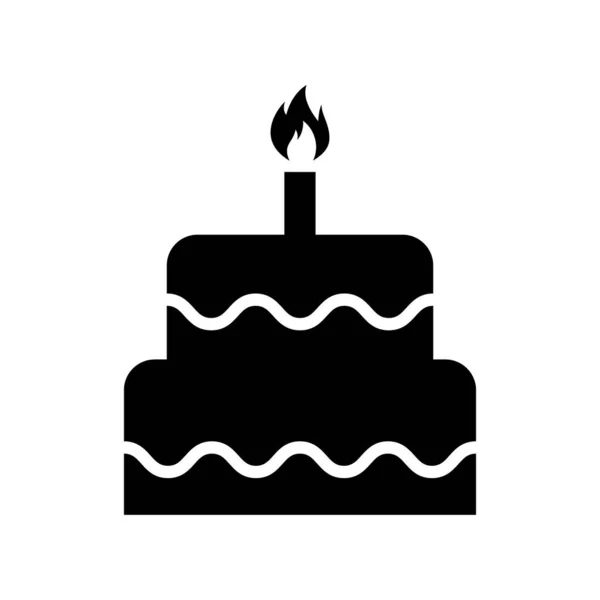 Icono Torta Dulce Panadería Postre Símbolo Comida Feliz Cumpleaños Vector — Archivo Imágenes Vectoriales