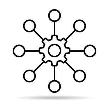 Çok kanallı dijital tasarım gölge simgesi, omnichannel düz web sembolü, İnternet vektör illüstrasyonu .