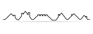 Çatı evi silueti simgesi, şehir konsepti şablon panoraması, manzara vektör çizimi .