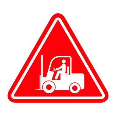 Forklift taşıma simgesi, endüstri aracı makine sembolü, çatal kamyon depo vektör illüstrasyonu .