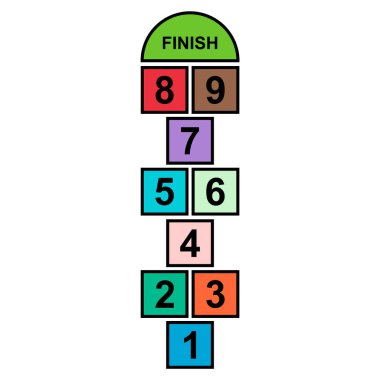 Seksek açık hava ikonu, eğlenceli oyun aktif oyun çocuğu, sokak vektörü illüstrasyonu .