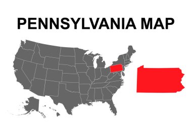Pennsylvania haritası şekli, Amerika Birleşik Devletleri. Düz konsept simge vektör çizimi .