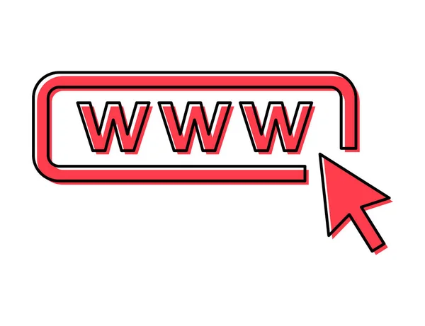 万维网图标 Www互联网网站符号 点击鼠标箭头符号矢量图解 — 图库矢量图片