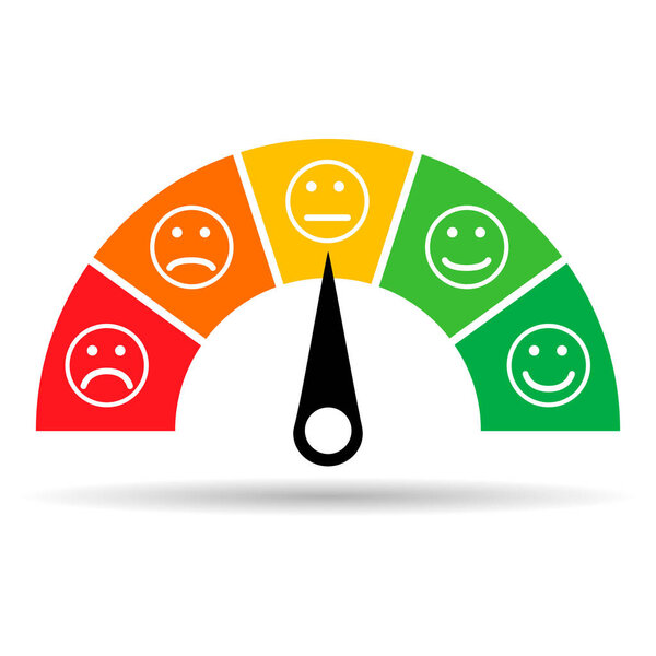 Customer satisfaction meter shadow icon, graph rating measure business report vector illustration .
