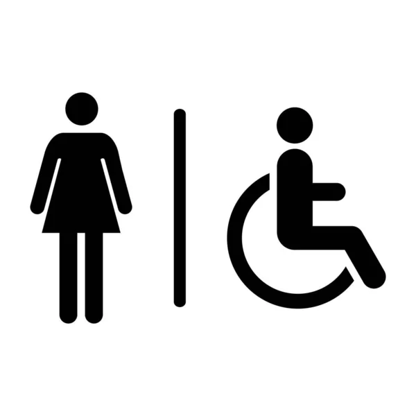 トイレの女性と車椅子Wcのシンボル フラットウェブボタン トイレのベクトルイラスト情報 — ストックベクタ