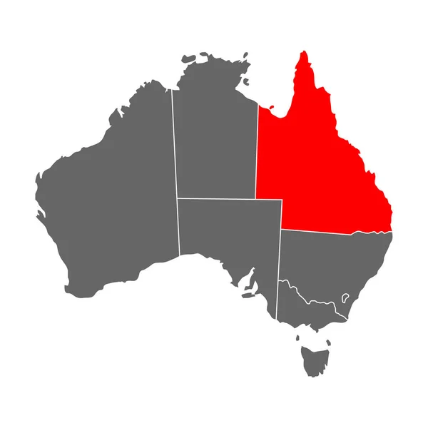 Ausztrália Térképe Queensland Ikon Földrajz Üres Fogalom Elszigetelt Grafikus Háttér — Stock Vector