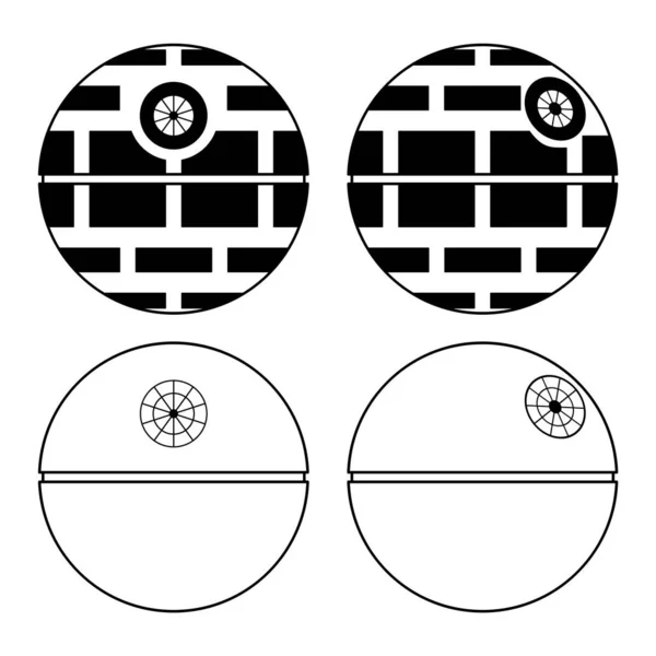 Σύνολο Εικονίδιο Αστέρι Του Θανάτου Κινητό Σύμβολο Διαστημικό Σταθμό Κύκλο — Διανυσματικό Αρχείο