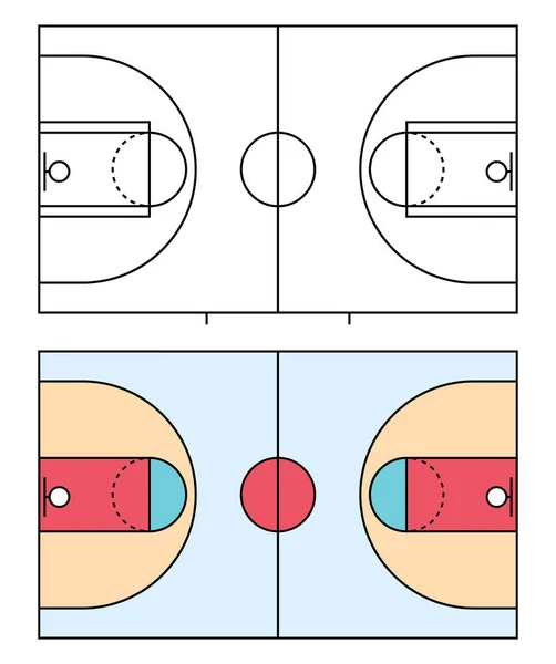Set Aus Basketballfeld Symbol Parkettboden Top Amerikanischem Sport Symbol Korbfeld — Stockvektor