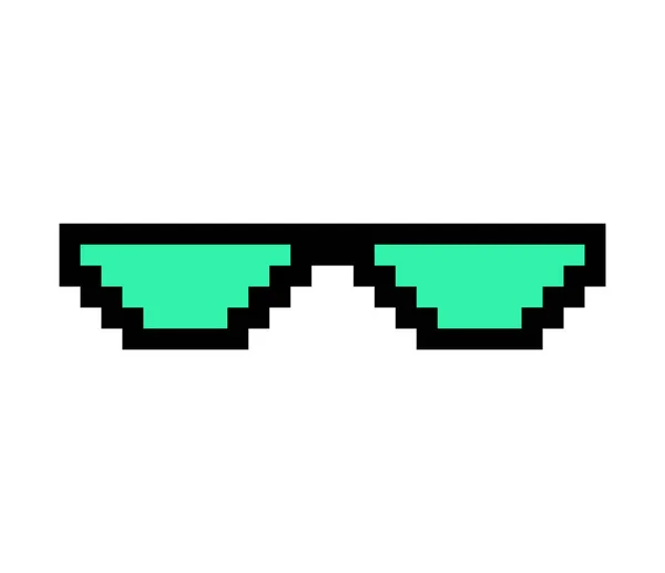 Divertente Icona Vetro Retro Pixel Sole Stile Vita Meme Occhiali — Vettoriale Stock