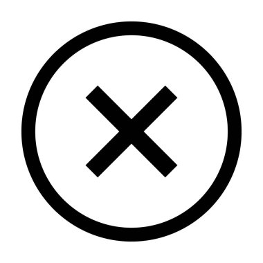 Çapraz işaret simgesi, X işareti, basit hata tasarım vektörü çizimi, yanlış seçim sembolü .