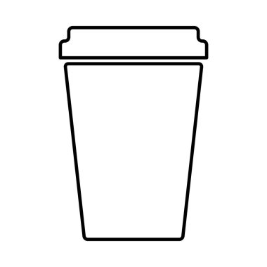 Kahve bardağı ikonu, kahvaltı içeceği kafesi, kapuçino, izole edilmiş sıcak illüstrasyon, vektör çizgisi. .