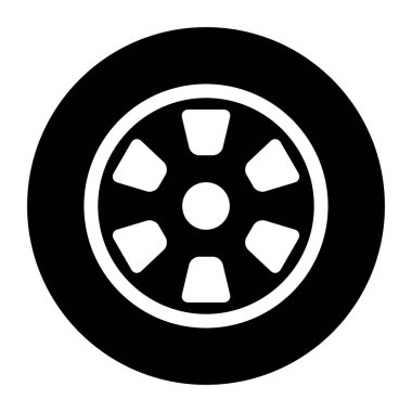 Otomobil tekeri simgesi, araç tekerleği jant sembolü, otomotiv yarışı spor tabelaları illüstrasyonu .