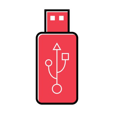 USB simge teknolojisi, bağlantı aygıtı işareti, elektronik taşınabilir sembol, vektör illüstrasyon ortamı .