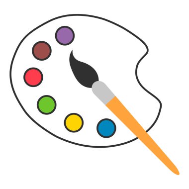 Renkli düz sanat aracı paleti, sanatçı web tasarımı grafik çizimi illüstrasyonu .