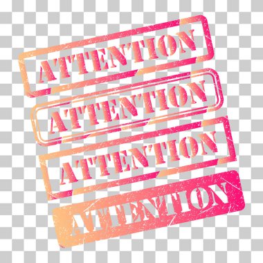 Dikkat pul sembolü seti, etiket etiketi işaret düğmesi, metin sancak vektör illüstrasyonu .