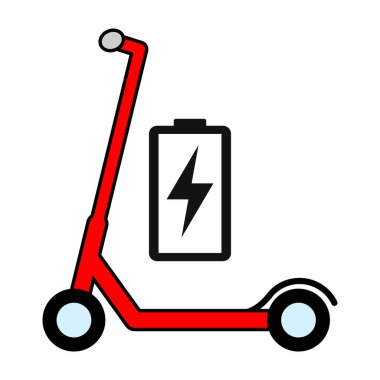 Elektrikli scooter simgesi, kentsel düz çevre dostu ulaşım, araç vektör illüstrasyonu .