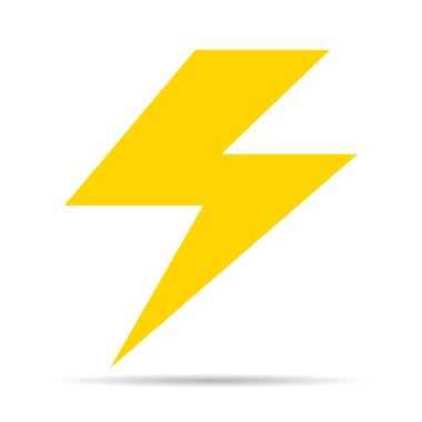 Light flash icon shadow, electric charge power symbol, graphic flat design vector illustration .