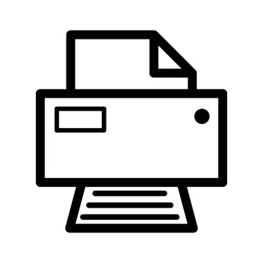 Yazıcı belgesi web simgesi, yazdırma makinesi teknolojisi düz işaret çizimi .