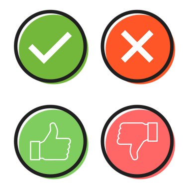 Kontrol do dos işareti, yanlış işaret, vektör illüstrasyon seçim simgesi .