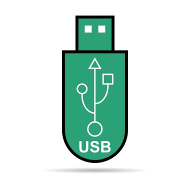 Gölgeli USB simge teknolojisi, bağlantı aygıtı işareti, elektronik taşınabilir sembol, vektör illüstrasyon ortamı .