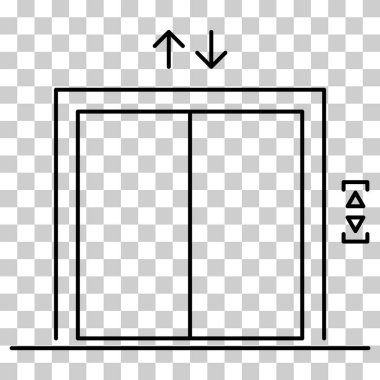 Asansör simgesini kaldırın, grafik tasarım giriş işareti, bina kapısı sembolü illüstrasyonu .