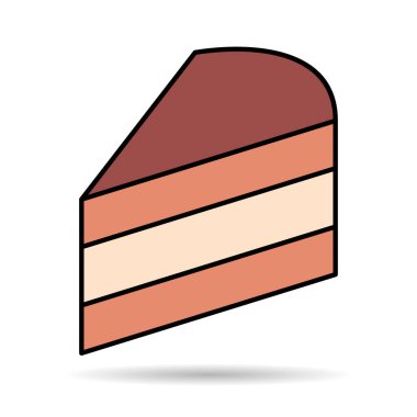 Tatlı kek ikonu gölgesi, pastane tatlı besin sembolü, mutlu yıllar grafik çizimi. .