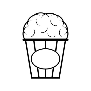 Patlamış mısır tasarım ikonu, web mısır kutusu abur cubur düz vektör çizim elementi .