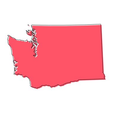 Washington haritası şekli, Amerika Birleşik Devletleri. Düz konsept simge vektör çizimi .