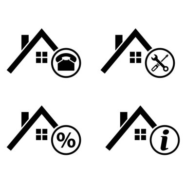 Set of Roofs house silhouette icon, city concept template panorama, landscape vector illustration .