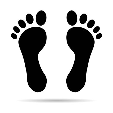 Foot print human sign shadow, track walking design icon, outline vector illustration .