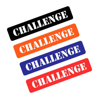 Challenge pul sembolü seti, etiket etiketi işareti düğmesi, metin sancak vektör illüstrasyonu .