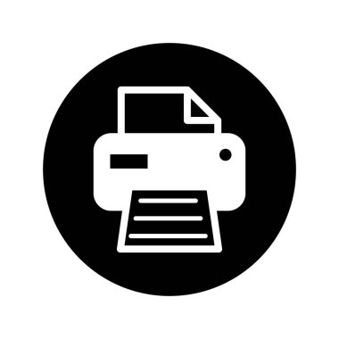 Yazıcı belgesi web simgesi, yazdırma makinesi teknolojisi düz işaret çizimi .