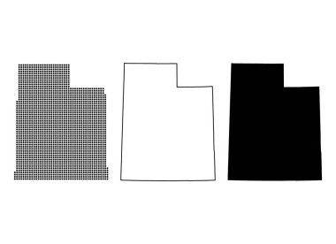 Utah haritası seti, Amerika Birleşik Devletleri. Düz konsept simge vektör çizimi .