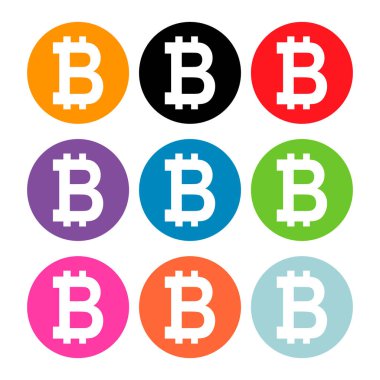 Bitcoin web para seti, internet elektronik kripto tasarım sembolü, dijital ödeme vektör çizimi .