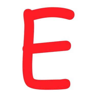 E sınıfı not. Kırmızı renkli el çizimi simgesi. Test sınav işareti rapor vektör illüstrasyonu .