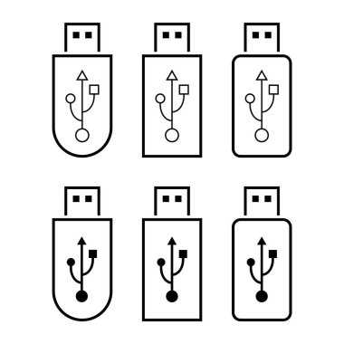 USB simge teknolojisi, bağlantı aygıtı işareti, elektronik taşınabilir sembol, vektör illüstrasyon ortamı .