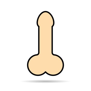 Man anatomy organ shadow, penis pictogram icon, masculine genital web graphic vector illustration .