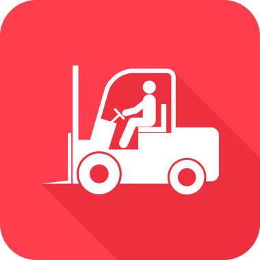 Forklift taşıma simgesi gölgesi, endüstri aracı makine sembolü, çatal kamyon depo vektör çizimi .