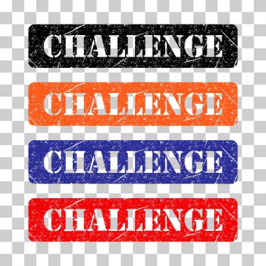 Challenge pul sembolü seti, etiket etiketi işareti düğmesi, metin sancak vektör illüstrasyonu .