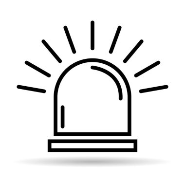 Siren yangın alarmı işareti, tehlike işareti ışık işareti, ambulans polisi uyarı vektör çizimi .