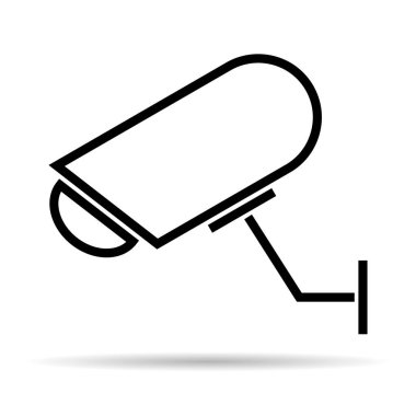 Kapalı devre televizyon kamera ikonu, CCTV video koruma alarmı, vektör illüstrasyonu .