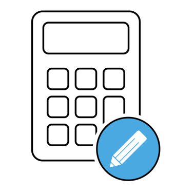 Hesap makinesi simgesi, matematik web düğmesi vektör illüstrasyonu. İnternet sitesi finans teknolojisi tasarımı .