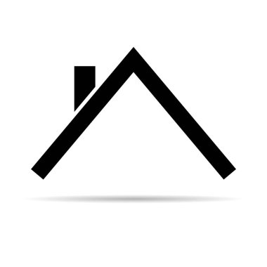 Çatı evi silueti simgesi, şehir konsepti şablon panoraması, manzara vektör çizimi .