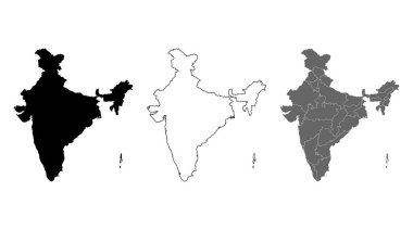 Hindistan harita grafikleri, seyahat coğrafyası ikonu, ulus ülkesi Hint atlası bölgesi, vektör illüstrasyonu .