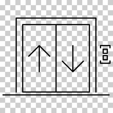 Asansör simgesini kaldırın, grafik tasarım giriş işareti, bina kapısı sembolü illüstrasyonu .